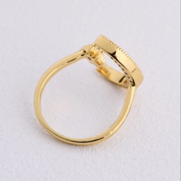Yellow Gold Crecent Moon and Star Open Ring - Picture 6 of 12